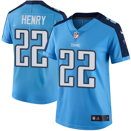 Women's Limited Derrick Henry Nike Jersey Light Blue - #22 Rush NFL Tennessee Titans